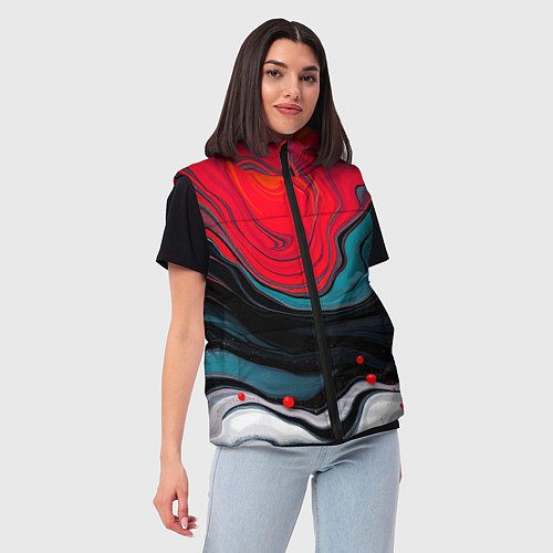 Женский жилет Абстракция эбру / 3D-Черный – фото 3