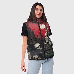 Женский жилет Череп с цветами на фоне замка - нейросеть, цвет: 3D-черный — фото 2