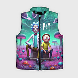 Женский жилет Рик и Морту на сказочной грибной планете - нейроар, цвет: 3D-черный