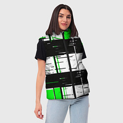 Женский жилет Зелёные и чёрные полосы на белом фоне, цвет: 3D-красный — фото 2