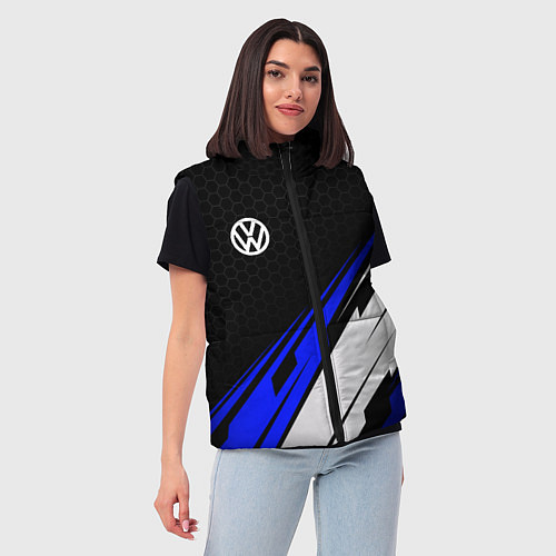 Женский жилет Фольксваген - синий / 3D-Светло-серый – фото 3