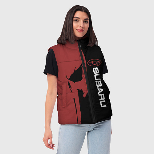 Женский жилет Subaru и череп / 3D-Светло-серый – фото 3