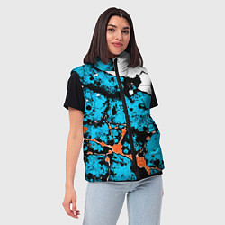 Женский жилет Оранжево-голубая абстракция на белом фоне, цвет: 3D-черный — фото 2