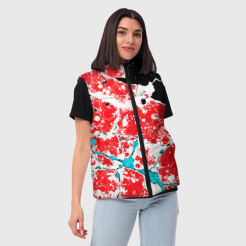 Женский жилет Сине красная абстракция на чёрном фоне / 3D-Черный – фото 3