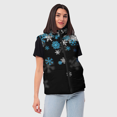 Женский жилет Снежинки объемные / 3D-Светло-серый – фото 3