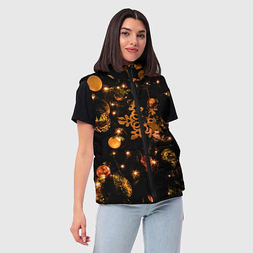 Женский жилет Новогоднее украшение / 3D-Светло-серый – фото 3