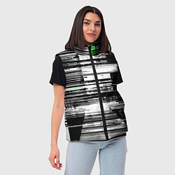 Женский жилет Горизонтальные чёрные линии на бело-зелёном фоне, цвет: 3D-красный — фото 2