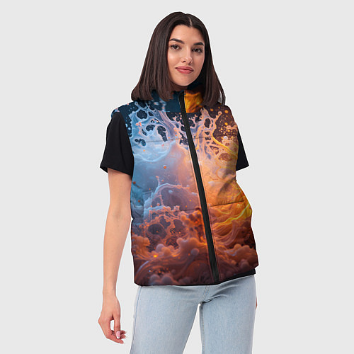 Женский жилет Брызги воды и огня / 3D-Черный – фото 3