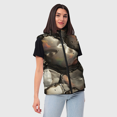 Женский жилет Жидкая субстанция светло-коричневая / 3D-Черный – фото 3