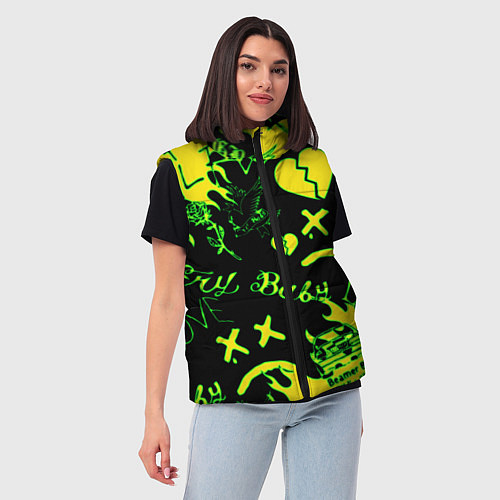 Женский жилет Lil Peep кислотные автографы / 3D-Красный – фото 3