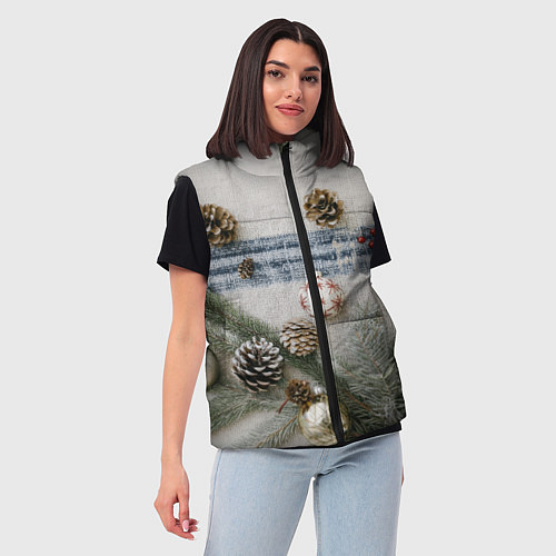 Женский жилет Новогодние украшения / 3D-Красный – фото 3