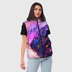 Женский жилет Фиолетово-розовая абстракция, цвет: 3D-красный — фото 2
