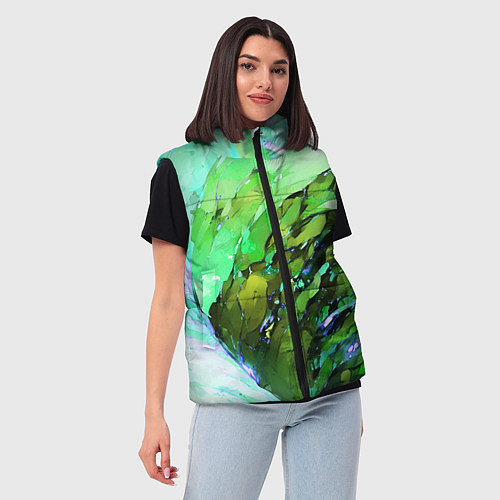 Женский жилет Зелёная абстракция / 3D-Черный – фото 3