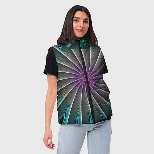 Женский жилет Оптический узор неоновый / 3D-Красный – фото 3