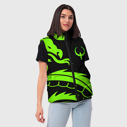 Женский жилет Квейк кислотный дракон лого / 3D-Черный – фото 3