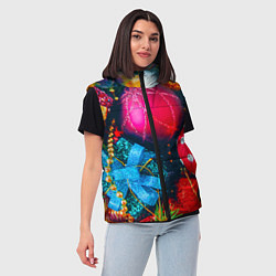 Женский жилет Новогодние ёлочные игрушки, цвет: 3D-красный — фото 2