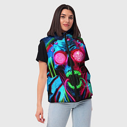 Женский жилет Metallica - neon skull with headphones, цвет: 3D-красный — фото 2