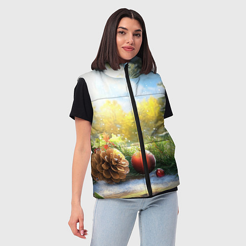 Женский жилет Солнечный новый год / 3D-Красный – фото 3