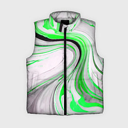 Женский жилет Волнистые чёрно-зелёные линии на белом фоне, цвет: 3D-светло-серый
