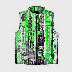 Женский жилет Киберпанк паттерн зелёный, цвет: 3D-красный