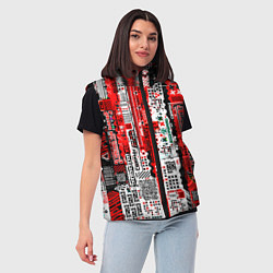 Женский жилет Киберпанк паттерн красный, цвет: 3D-красный — фото 2