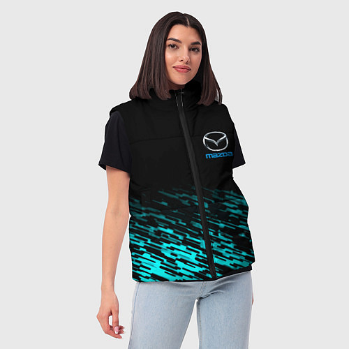 Женский жилет Mazda голубые краски / 3D-Черный – фото 3