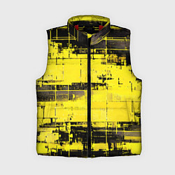 Женский жилет Чёрно-жёлтый техно-паттерн, цвет: 3D-красный