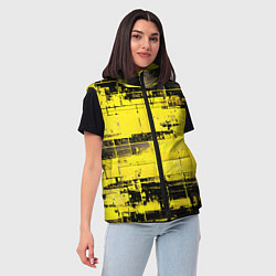 Женский жилет Чёрно-жёлтый техно-паттерн, цвет: 3D-красный — фото 2