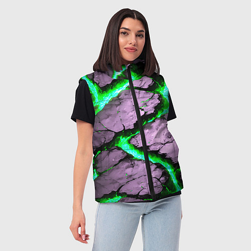 Женский жилет Треснувший камень зелёный / 3D-Красный – фото 3