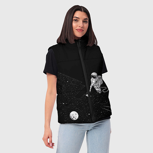 Женский жилет Космонавт и звезды / 3D-Красный – фото 3
