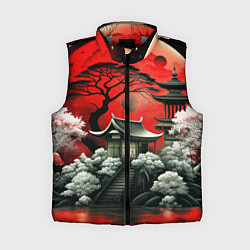 Женский жилет Пейзаж Японии в красном цвете, цвет: 3D-светло-серый