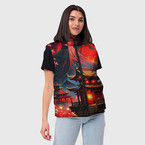 Женский жилет Japan red nature / 3D-Светло-серый – фото 3