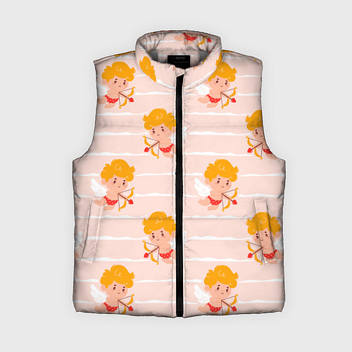 Женский жилет Полосатый паттерн с милыми купидонами / 3D-Светло-серый – фото 1
