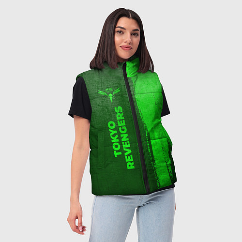 Женский жилет Tokyo Revengers - green gradient по-вертикали / 3D-Черный – фото 3