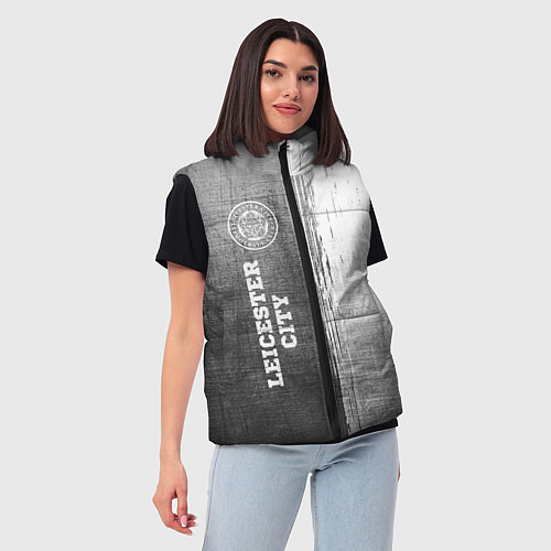 Женский жилет Leicester City - grey gradient по-вертикали / 3D-Черный – фото 3