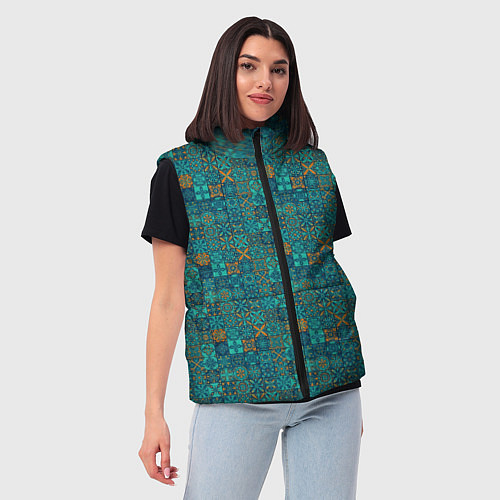 Женский жилет Узор из плиток / 3D-Черный – фото 3