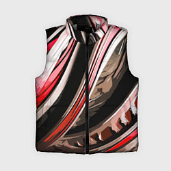 Женский жилет Волнистая чёрно-красная абстракция, цвет: 3D-светло-серый