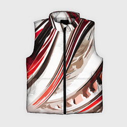 Женский жилет Волнистая бело-красная абстракция
