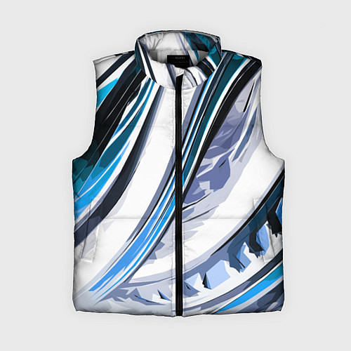 Женский жилет Волнистая бело-синяя абстракция / 3D-Светло-серый – фото 1