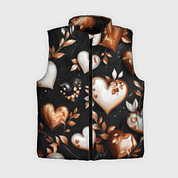 Женский жилет Сердечки и листочки, цвет: 3D-черный