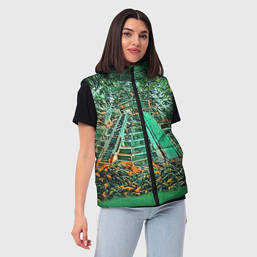 Женский жилет Башня в джунглях / 3D-Черный – фото 3