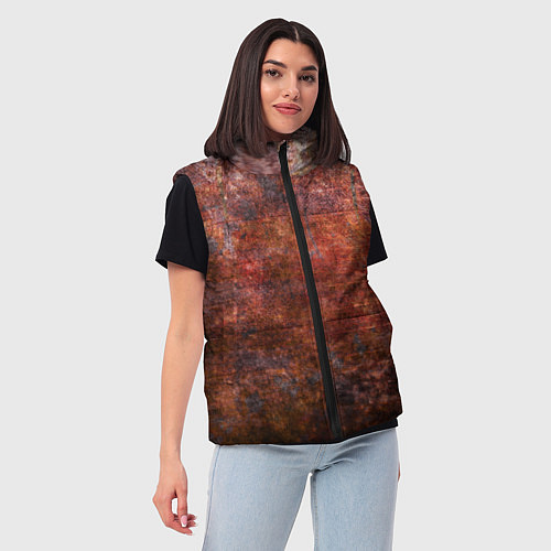 Женский жилет Абстракция - rusty wall / 3D-Черный – фото 3