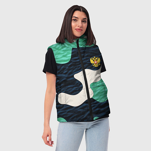 Женский жилет Текстурный милитари камуфляж / 3D-Черный – фото 3