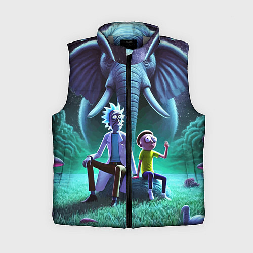Женский жилет Рик и Морти - портрет на фоне слона / 3D-Светло-серый – фото 1