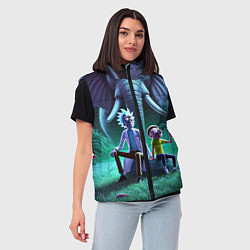 Женский жилет Рик и Морти - портрет на фоне слона, цвет: 3D-светло-серый — фото 2