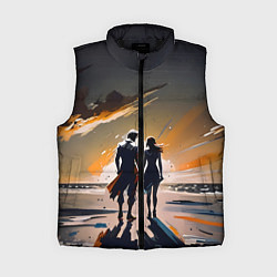 Женский жилет Пара на пляже, цвет: 3D-черный