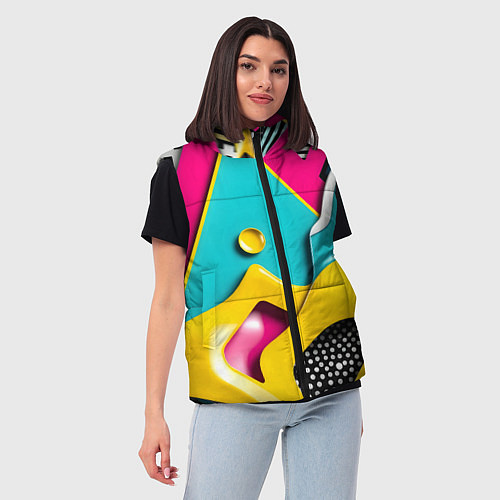 Женский жилет Праздничная абстракция / 3D-Светло-серый – фото 3