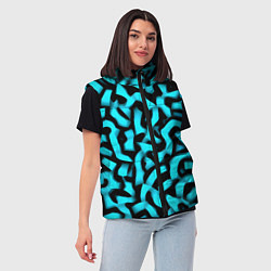Женский жилет Бирюзовая абстракция, цвет: 3D-черный — фото 2