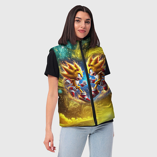 Женский жилет Sonic and Shadow battle in space - movie / 3D-Светло-серый – фото 3