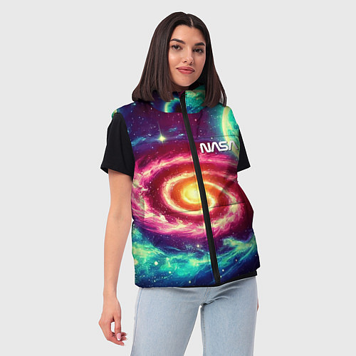 Женский жилет Spiral galaxy - neon glow / 3D-Черный – фото 3